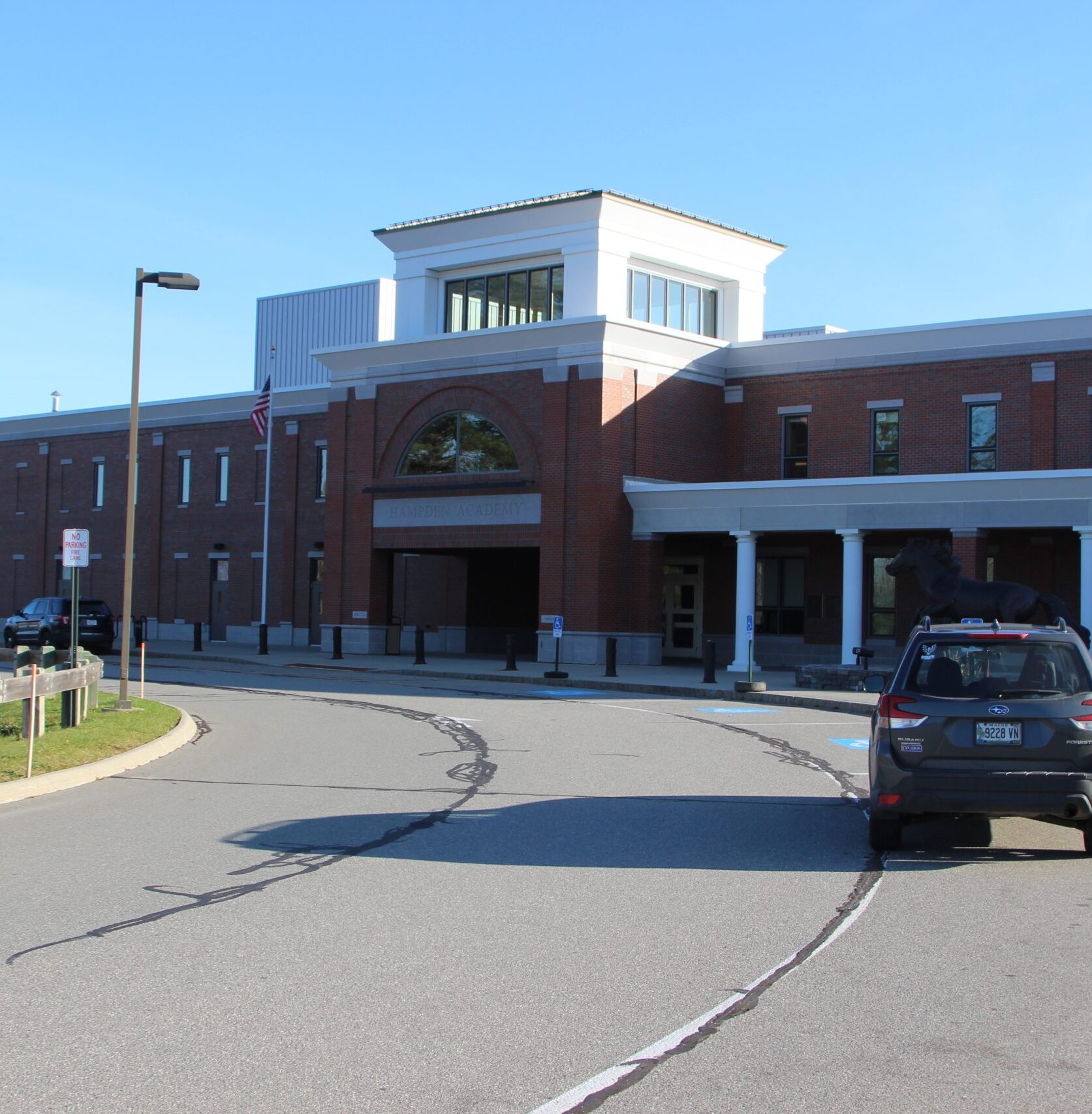 Large structural assembly featuring Armatherm material at the Hampden Academy