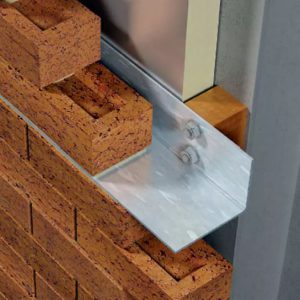 Masonry shelf angle detail with thermal break inclusion